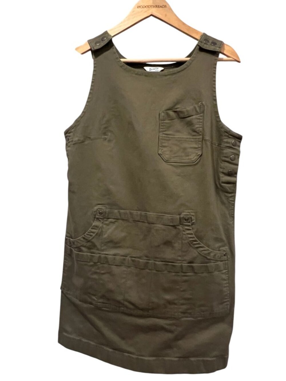 Duluth Trading Fire Hose Utility Apron Dress, Olive Green, S